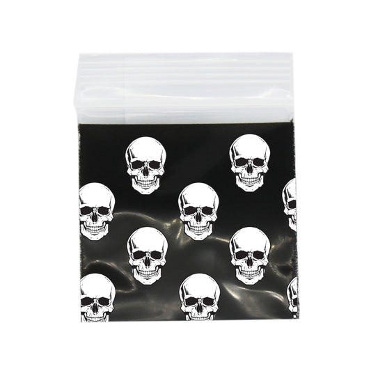 Black Skull Bag 38mm x 38mm - Plastic Bag - BongsMart Australia