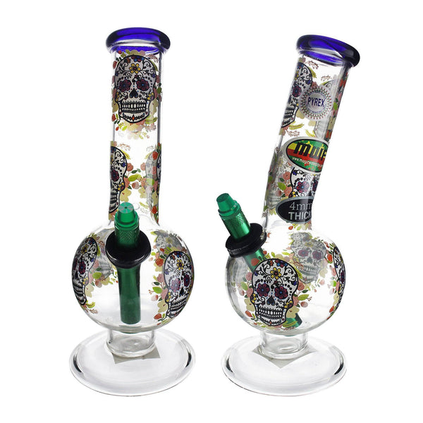 Bongfire Candy Skull Glass Bent Bonza (28cm) - Bongfire Bong - BongsMart Australia