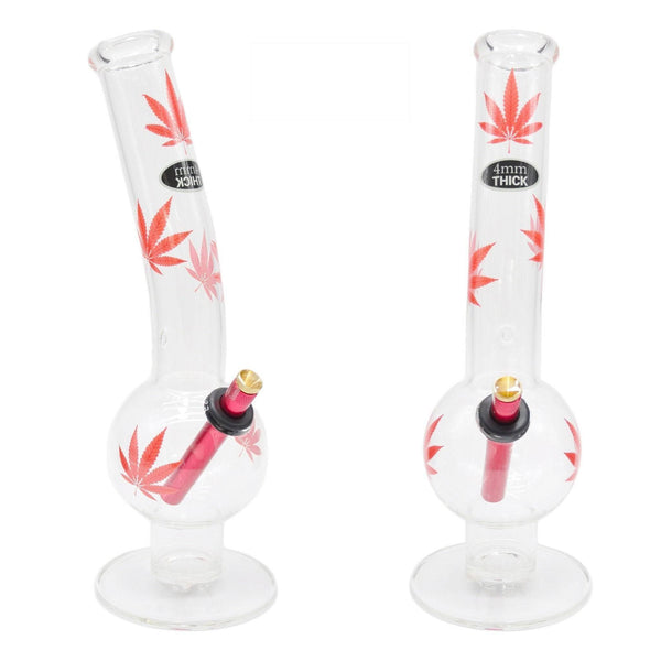 Bongfire Large Bent Bubble Red Leaf (35cm) - Bongfire Bong - BongsMart Australia