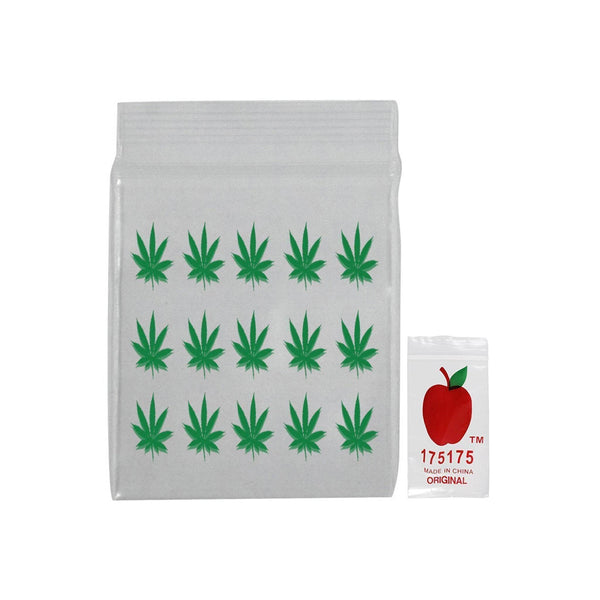 Green Leaf Bag 44mm x 44mm - Plastic Bag - BongsMart Australia