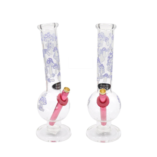 Bongfire Medium Bent Bubble With Purple Mushroom (28cm) - Bongfire Bong - BongsMart Australia