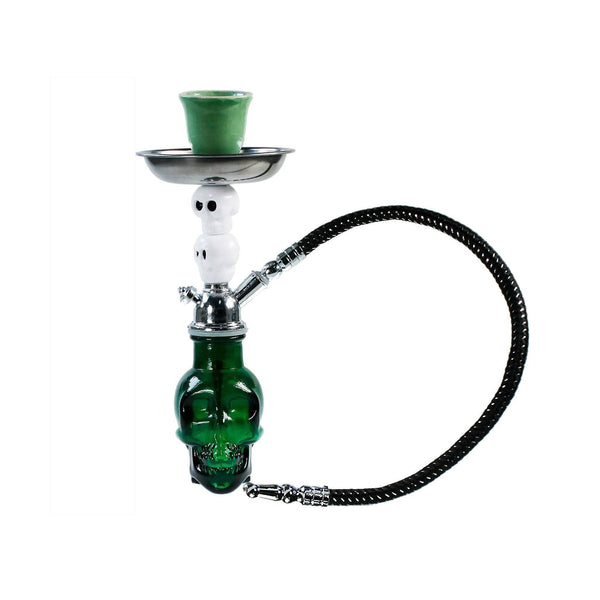 Mini Hookah With 2 Small Skulls & Large Green Skull Base - Hookah - BongsMart Australia