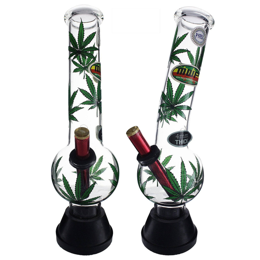 MWP Large Glass Bonza Bubble - Green Leaf (30cm) - MWP Bong - BongsMart Australia