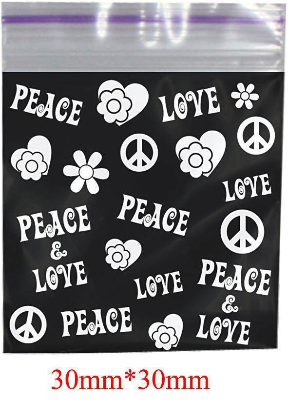 Peace Printed Bag 30mm X 30mm - Plastic Bag - BongsMart Australia