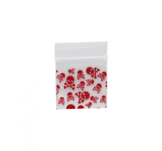 Red Skull Bag 25mm x 25mm - Plastic Bag - BongsMart Australia