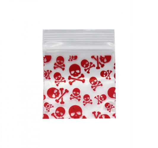Red Skull Bag 38mm x 38mm - Plastic Bag - BongsMart Australia
