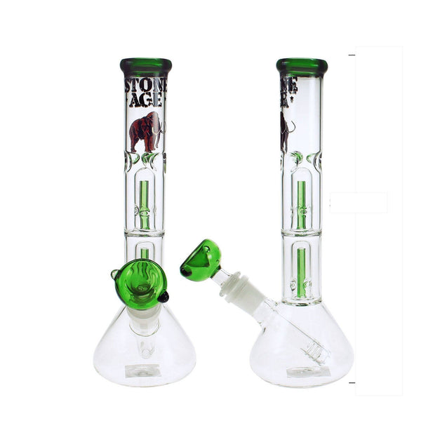 Stone Age With Twin Tar Catchers (26cm) - Stone Age Beaker Bong - BongsMart Australia