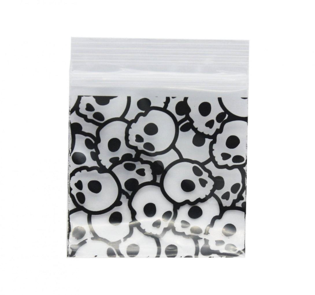 White Skull Bag 51mm x 51mm - Plastic Bag - BongsMart Australia